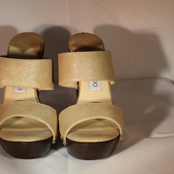 Jimmy Choo Platform Sandal - Gold Metallic Suede - Size 38 - Picture 1 of 6